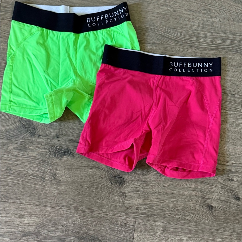 BuffBunny Neon Green and Pink Athletic Shorts